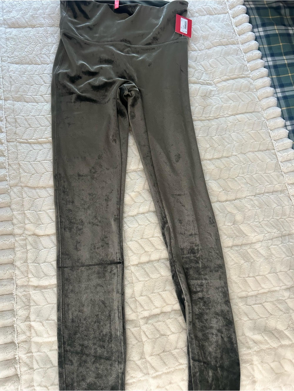 Velvet Leggings - Olive Green